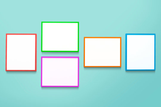 Colorful blank frames mockup