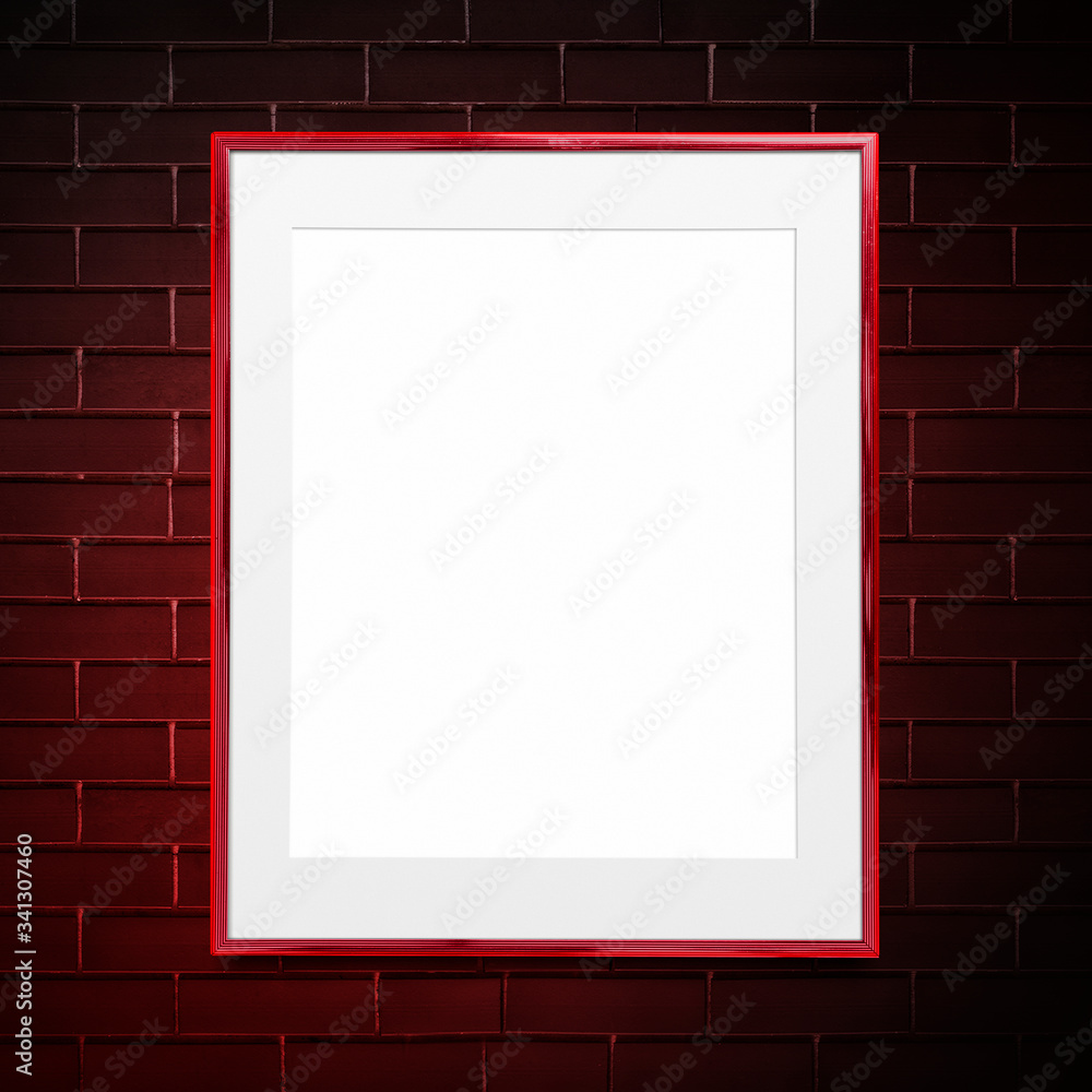 Poster red blank frame mockup