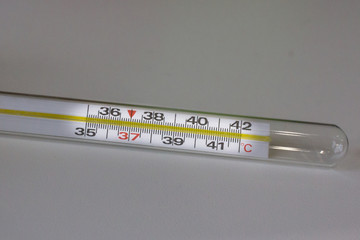 Normal temperature. Healthy body. Mercury thermometer. Recovery after illness. There is no virus. Biomarker of human condition. Medical indicators. Health and longevity. Healthy lifestyle.