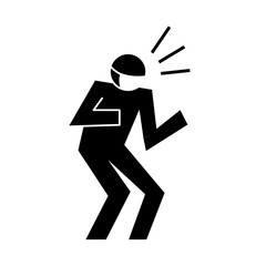 human figure sneezing using face mask pictogram silhouette style