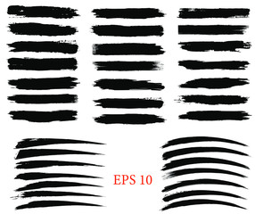 Ink brush strokes, black line, grunge brush strokes, vector brush strokes, ink paint set, EPS 10	
