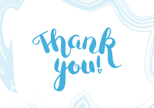 Thank You vector card with lettering and watercolor brush strokes