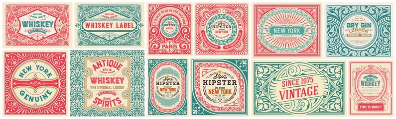 Obraz premium Mega Set of 12 vintage Labels. Vector layered