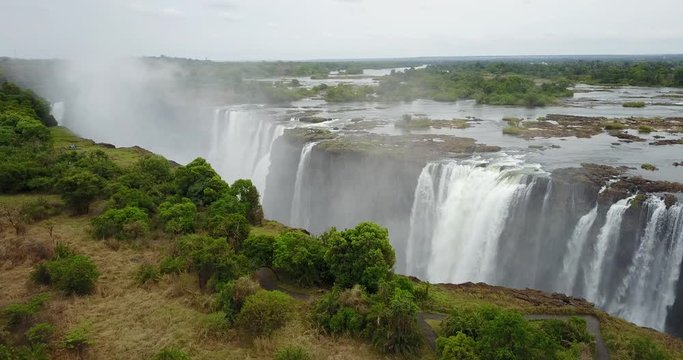 4K Footage of the Aerial View to the Victoria Falls, Zimbabwe