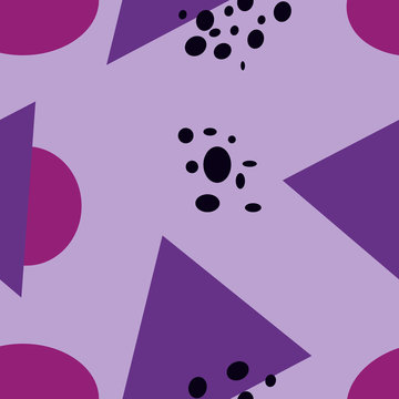 Vector abstraction from geometric shapes. Ovals and triangles in purple colors