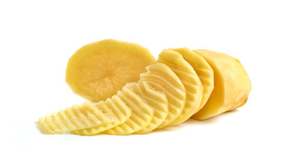 peeled potatoes isolated on white background