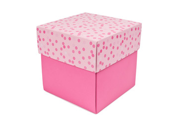 Pink gift box  isolated on white background. Clipping path included.