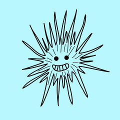 Obraz premium vector sea urchin doodle line icon