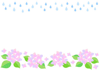 あじさいと雨のフレーム