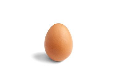 One brown chicken egg on a white background. isolated