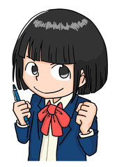 女子学生　女子高生　勉強　マンガ