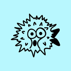 vector porcupine fish doodle line icon