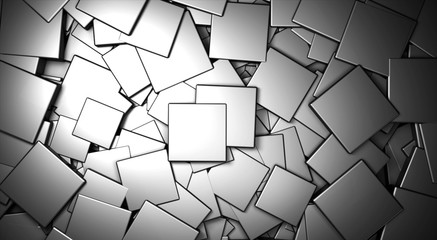 displaced 3d gray satinated satinated  cubes background, 3d render illustration