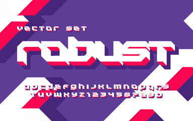 Vector set of heavy and solid lowercase alphabet letters and numbers