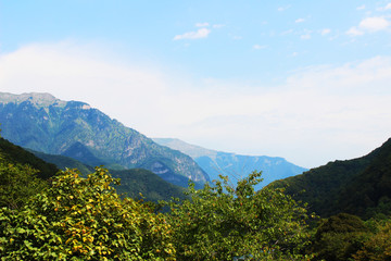 Caucasus mountains and blue sky