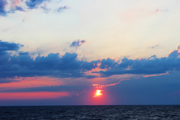 Purple sunset over the sea