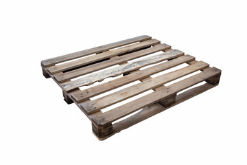 Moscow, Russia - 01/27/2020:
Wooden pallets, pallets, transport container for movement by means of the loader