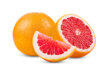  pink grapefruit citrus fruit isolated on white background