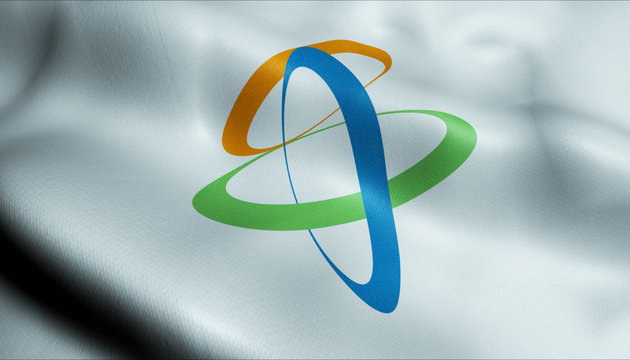 3D Waving Japan City Flag of Chikuma Closeup View