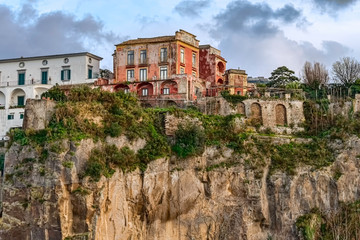 Fototapeta na wymiar View of cliff coast in Sorrento town in southern Italy 