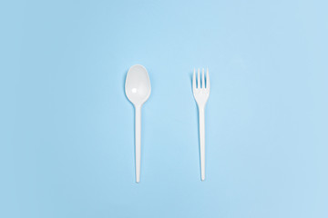 Fork and spoon. Eco-friendly life - polymers, plastics things that can be replaced by organic analogues. Home style, choose natural products for recycle and not harmful to the environment and health.