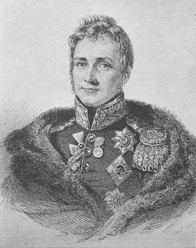 Portrait of Prince Mikhail Semyonovich Vorontsov in the old book The Engraved Portraits, vol. 1 by D. Rovinskiy, 1886, S.-Petersburg