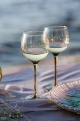 glass of white wine on the table