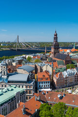 view of the old center of Riga and the bridge over the river