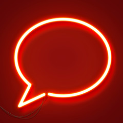 bright red glowing neon speech bubble