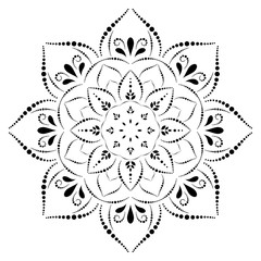 Circular Flower Mandala with vintage floral style, Vector mandala Oriental pattern, Hand drawn decorative element. Unique design with petal flower. Concept relax and meditation use for page logo book