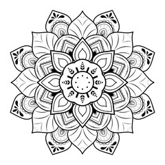 Circular Flower Mandala with vintage floral style, Vector mandala Oriental pattern, Hand drawn decorative element. Unique design with petal flower. Concept relax and meditation use for page logo book