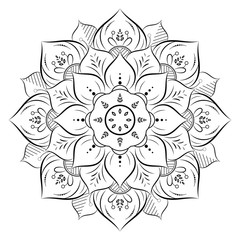 Circular Flower Mandala with vintage floral style, Vector mandala Oriental pattern, Hand drawn decorative element. Unique design with petal flower. Concept relax and meditation use for page logo book