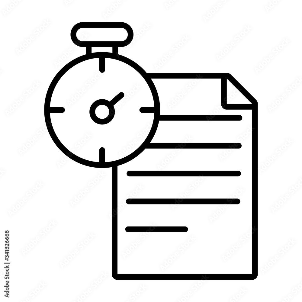 Poster paper document with chronometer line style icon
