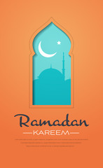 ramadan kareem muslim religion holy month greeting card flat vertical copy space vector illustration