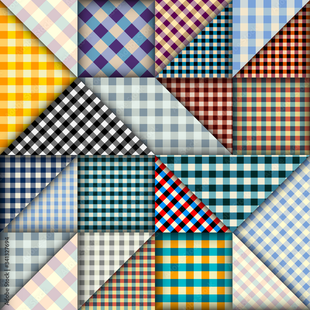 Poster Paper cut shapes design. Seamless vector pattern.