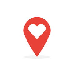 Location love marker in flat style. Vector illustration