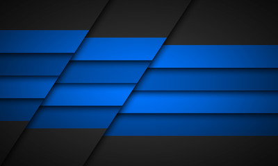 Black and blue material design background. Modern wallpaper with overlap layers with free space for your text. Widescreen vector illustration