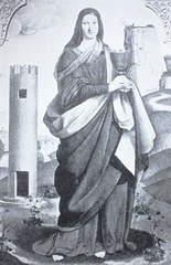 St. Barabara by Beltraffio in the vintage book Leonardo da Vinci by A.L. Volynskiy, St. Petersburg,...
