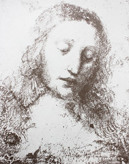 The head of Christ by Leonardo da Vinci in the vintage book Leonardo da Vinci by A.L. Volynskiy,...