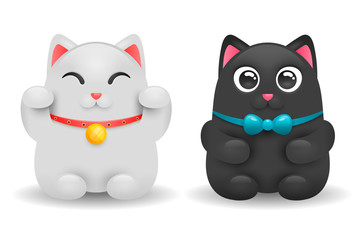 Illustration of cute cats isolated on white background