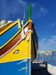 Fototapeta na wymiar Malta, Marsaxlokk 2020, characteristic port