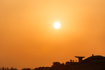 沖縄県波照間島・日本最南端地の夕景