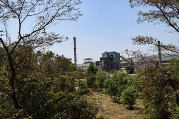 Fototapeta na wymiar Picture of sugar factory in Industrial area in Indian village