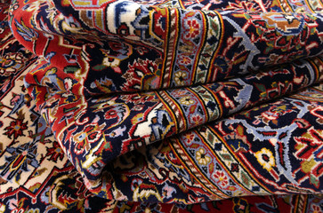 Old and modern Persian Colourful Arabesque and handmade carpet, rug gelim, patchwork, and Gabbeh...