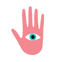 Hand drawn all seeing eye with hand
