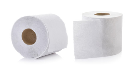 toilet paper on white background