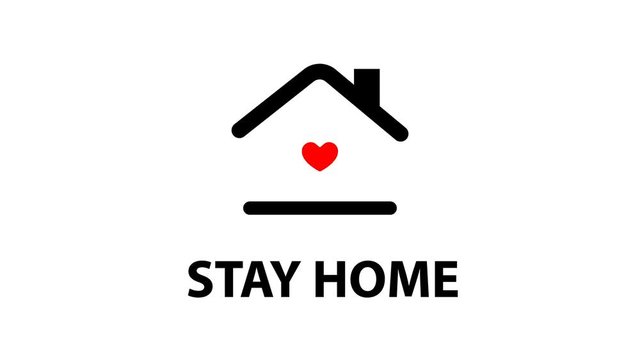 Heartbeat, Stay at home. Protecting a campaign or measure from coronavirus, COVID - 19. Stay home with a hashtag. Coronavirus protection COVID 19