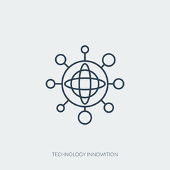 Vector outline icon of virtual reality system - technology innovation