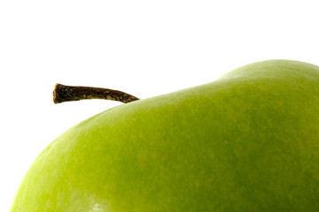 Close up green Apple granny smith isolated on white background – macro shoot