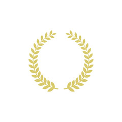 Five-pointed star vector icon with laurel wreath. Modern flat golden illustration.